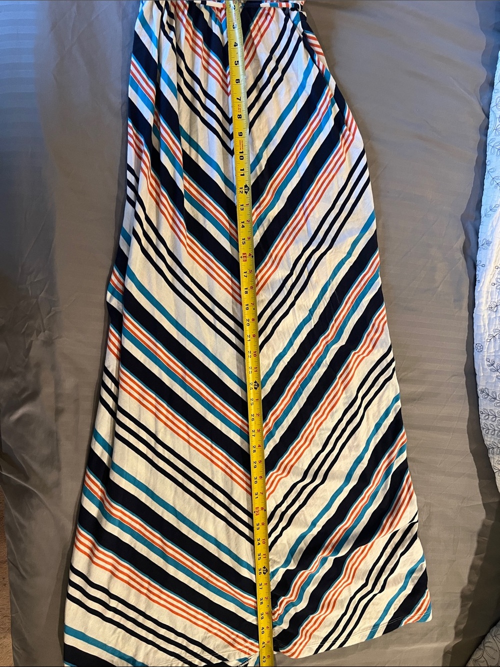 Old Navy Striped Long Maxi Dress in White, Teal, Navy & Orange - Picture 5 of 8
